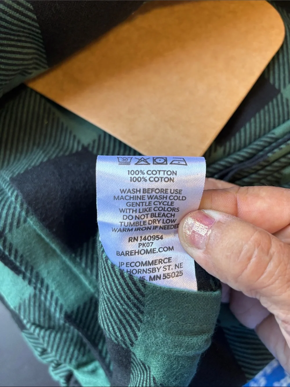 Bare Home Buffalo Plaid Fitted Sheet - Dark Blue Green flannel very soft